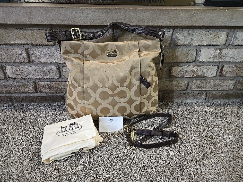 Coach Madison Op Art Metallic Maggie Shoulder Bag Purse F1276-21121 Jacquard